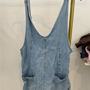 Free People Light Blue Denim Jumpsuit